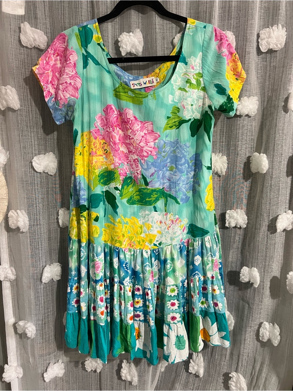JAMS WORLD Floral Drop-Waist Dress - Aqua Multi color